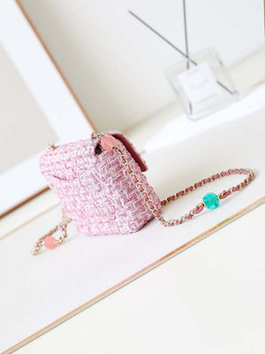 Chanel AS3782 MINI Flap Bag 23P Tweed Gold-Tone Metal 16cm Pink - Default Title - View 4