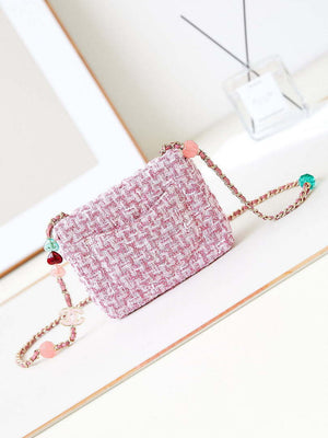 Chanel AS3782 MINI Flap Bag 23P Tweed Gold-Tone Metal 16cm Pink - Default Title - View 5
