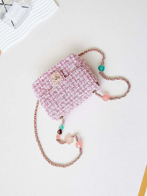 Chanel AS3782 MINI Flap Bag 23P Tweed Gold-Tone Metal 16cm Pink - Default Title - View 7