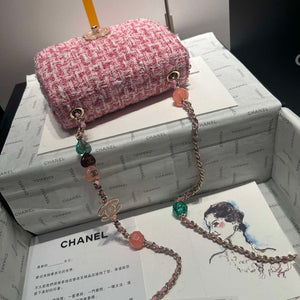 Chanel AS3782 MINI Flap Bag 23P Woolen Enamel Gold-Tone Metal Pink 16cm - Default Title - View 4