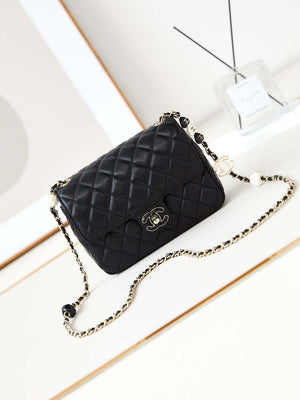 Chanel AS3783 Small Flap Bag 23P Lambskin Gold-Tone Metal 18.5 cm Black - Default Title - View 1
