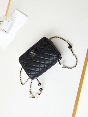 Chanel AS3783 Small Flap Bag 23P Lambskin Gold-Tone Metal 18.5 cm Black - Default Title - View 7