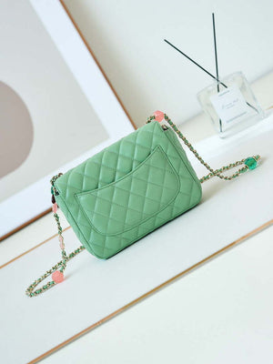 Chanel AS3783 Small Flap Bag 23P Lambskin Gold-Tone Metal 18.5 cm Green - Default Title - View 5