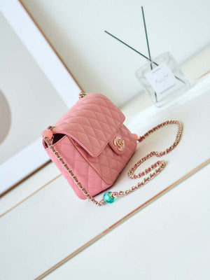 Chanel AS3783 Small Flap Bag 23P Lambskin Gold-Tone Metal 18.5 cm Pink - Default Title - View 3