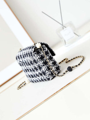 Chanel AS3783 Small Flap Bag 23P Tweed Gold-Tone Metal 18.5 cm White and Black - Default Title - View 4