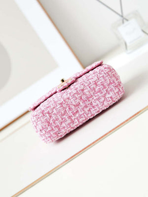Chanel AS3783 Small Flap Bag 23P Tweed Gold-Tone Metal 18.5 cm Pink - Default Title - View 9