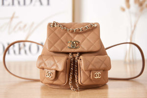 Chanel AS3787 Small Backpack Grained Shiny Calfskin & Gold-Tone Metal Brown - Default Title - View 2