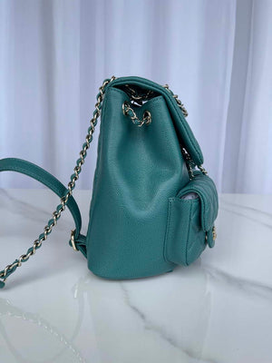Chanel AS3787 Small Backpack Grained Shiny Calfskin & Gold-Tone Metal Green - Default Title - View 2