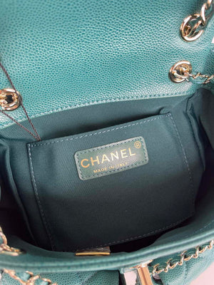Chanel AS3787 Small Backpack Grained Shiny Calfskin & Gold-Tone Metal Green - Default Title - View 8