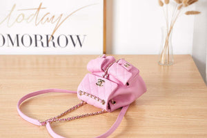 Chanel AS3787 Small Backpack Grained Shiny Calfskin & Gold-Tone Metal Pink - Default Title - View 5