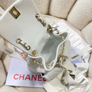 Chanel AS3787 Small Backpack Grained Shiny Calfskin & Gold-Tone Metal White - Default Title - View 7