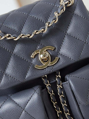 Chanel Small Backpack Grained Shiny Calfskin & Gold-Tone Metal AS3787 Gray - Default Title - View 2