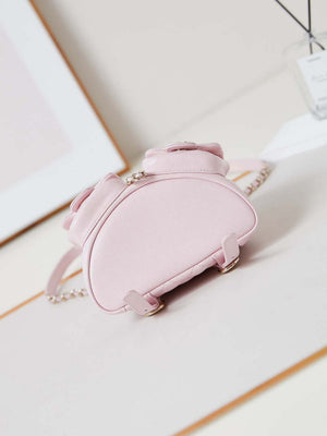 Chanel AS3787 Small Backpack Grained Shiny Calfskin & Gold-Tone Metal Light Pink - Default Title - View 6