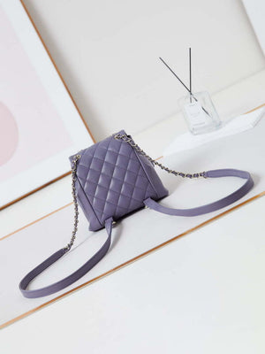 Chanel AS3787 Small Backpack Grained Shiny Calfskin & Gold-Tone Metal Light Purple - Default Title - View 5