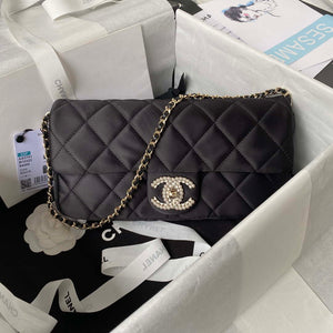 Chanel AS3791 Flap Bag Velvet and Lambskin Black - Default Title - View 1