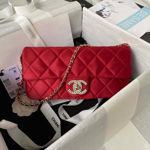 Chanel AS3791 Flap Bag Velvet and Lambskin Red - Default Title - View 1