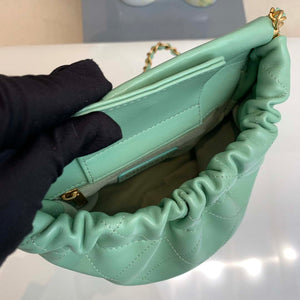 Chanel AS3793 Small Bucket Bag Lambskin Resin & Gold-Tone Metal Light Green - Default Title - View 7