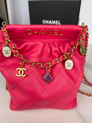 Chanel AS3793 Small Bucket Bag Lambskin Resin & Gold-Tone Metal Red - Default Title - View 5