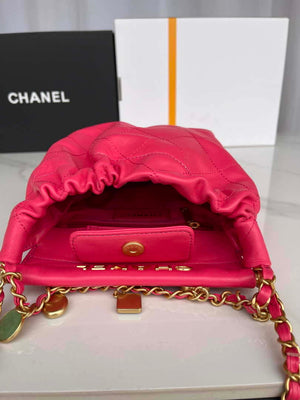 Chanel AS3793 Small Bucket Bag Lambskin Resin & Gold-Tone Metal Red - Default Title - View 8