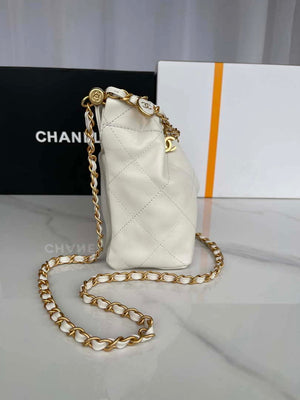 Chanel AS3793 Small Bucket Bag Lambskin Resin & Gold-Tone Metal White - Default Title - View 2