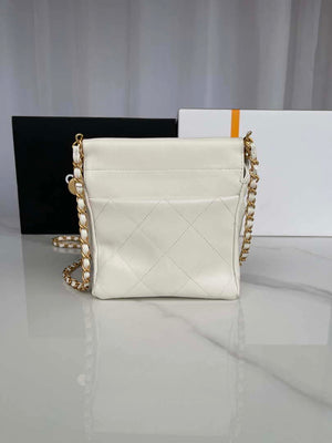 Chanel AS3793 Small Bucket Bag Lambskin Resin & Gold-Tone Metal White - Default Title - View 3