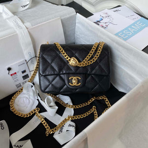 Chanel AS3828 Mini Flap Chain Bag Black Calfskin Gold - Default Title - View 1