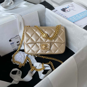 Chanel AS3828 Mini Flap Chain Bag Gold Lambskin Gold - Default Title - View 1