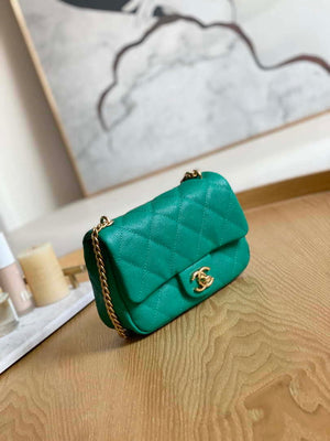 Chanel AS3828 Mini Flap Chain Bag Green Calfskin Gold - Default Title - View 3