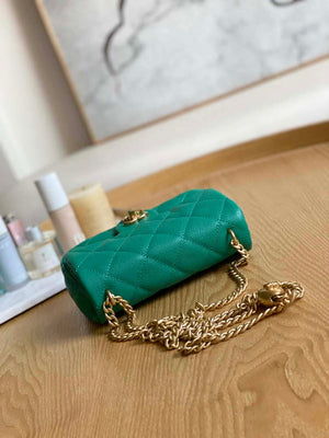 Chanel AS3828 Mini Flap Chain Bag Green Calfskin Gold - Default Title - View 4