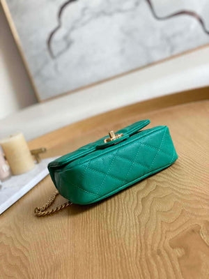 Chanel AS3828 Mini Flap Chain Bag Green Calfskin Gold - Default Title - View 5