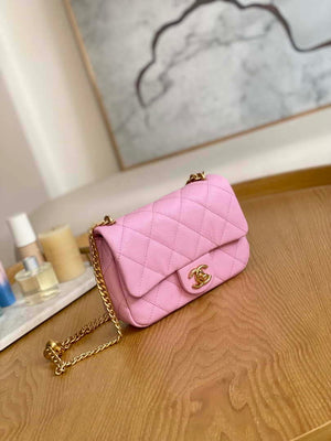 Chanel AS3828 Mini Flap Chain Bag Pink Calfskin Gold - Default Title - View 3