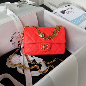 Chanel AS3828 Mini Flap Chain Bag Red Calfskin Gold - Default Title - View 1