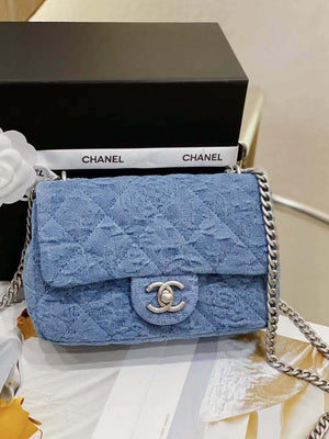 Chanel AS3828 Small Flap Classic Woc Bag Denim Blue - Default Title - View 1