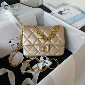 Chanel AS3829 Mini Flap Chain Bag Gold Lambskin Gold - Default Title - View 1