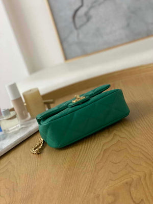 Chanel AS3829 Mini Flap Chain Bag Green Calfskin Gold - Default Title - View 5