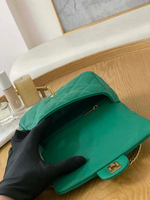 Chanel AS3829 Mini Flap Chain Bag Green Calfskin Gold - Default Title - View 8