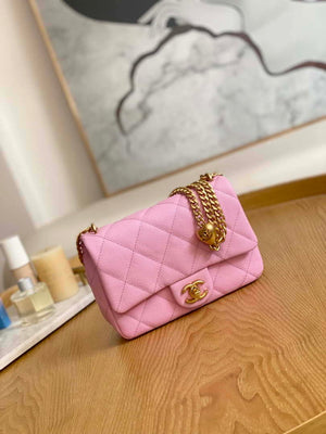 Chanel AS3829 Mini Flap Chain Bag Light Pink Calfskin Gold - Default Title - View 1