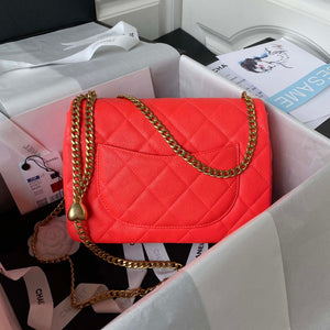 Chanel AS3921 Flap Chain Bag Red Calfskin Gold - Default Title - View 9