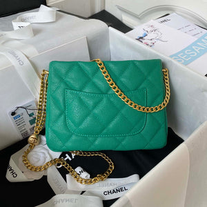 Chanel AS3830 Small Hobo Handbag Green Calfskin Gold - Default Title - View 2