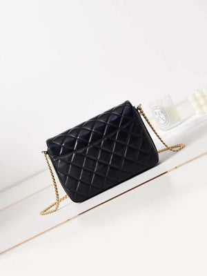 Chanel AS3855 Flap bag With Chain shiny Lambskin & Gold-Tone Metal Black - Default Title - View 4