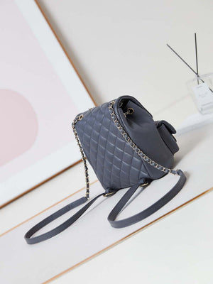 Chanel AS3860 Backpack Grained Shiny Calfskin Gold Gray - Default Title - View 4