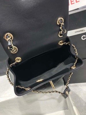 Chanel AS3860 Backpack Shiny Lambskin Gold Black - Default Title - View 8