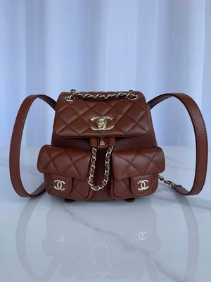 Chanel AS3860 Backpack Shiny Lambskin Gold Brown - Default Title - View 1