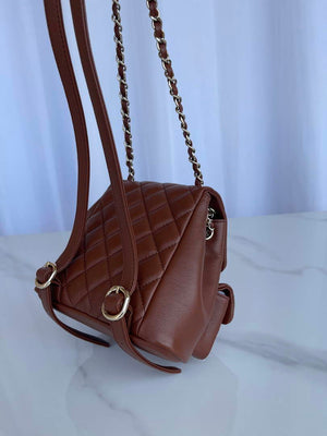 Chanel AS3860 Backpack Shiny Lambskin Gold Brown - Default Title - View 6