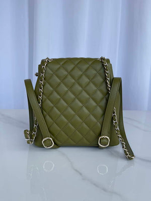 Chanel AS3860 Backpack Shiny Lambskin Gold Dark Green - Default Title - View 3