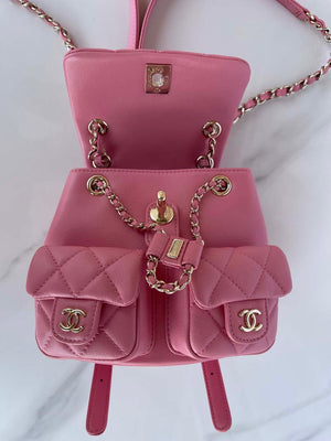 Chanel AS3860 Backpack Shiny Lambskin Gold Pink - Default Title - View 8