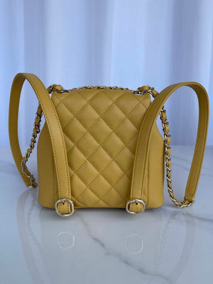 Chanel AS3860 Backpack Shiny Lambskin Gold Yellow - Default Title - View 3