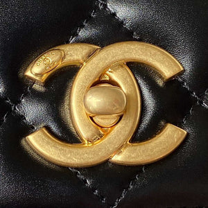 Chanel AS3886 Mini Flap Bag With Top Handle Shiny Calfskin Black Gold - Default Title - View 3