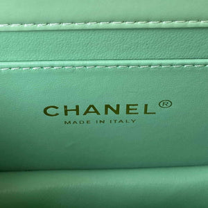 Chanel AS3886 Mini Flap Bag With Top Handle Shiny Calfskin Green Gold - Default Title - View 8