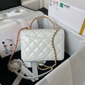 Chanel AS3886 Mini Flap Bag With Top Handle Shiny Calfskin White Gold - Default Title - View 2